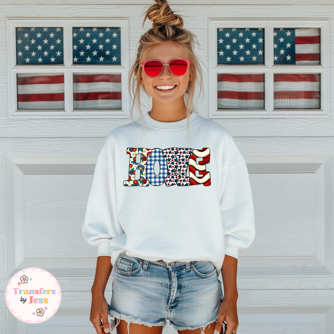 Home Red White Blue DTF Transfer