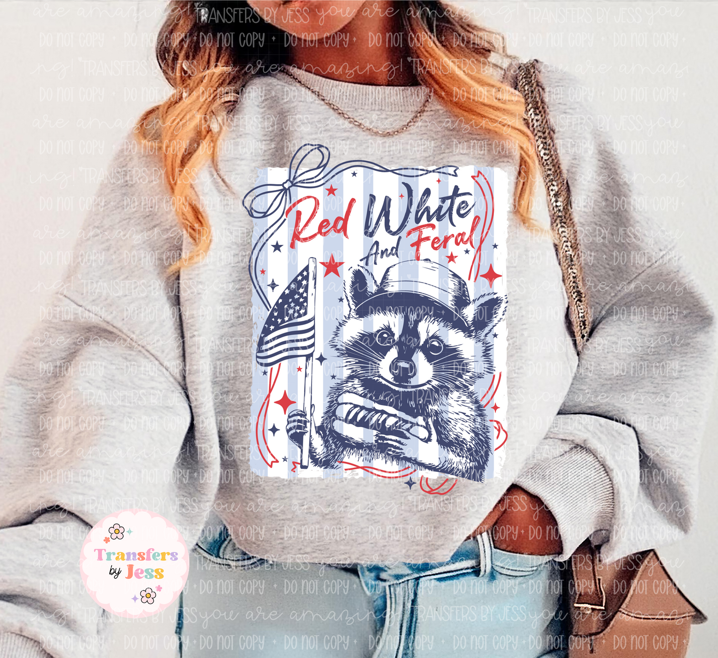 Red white and feral 4th of July DTF transfer