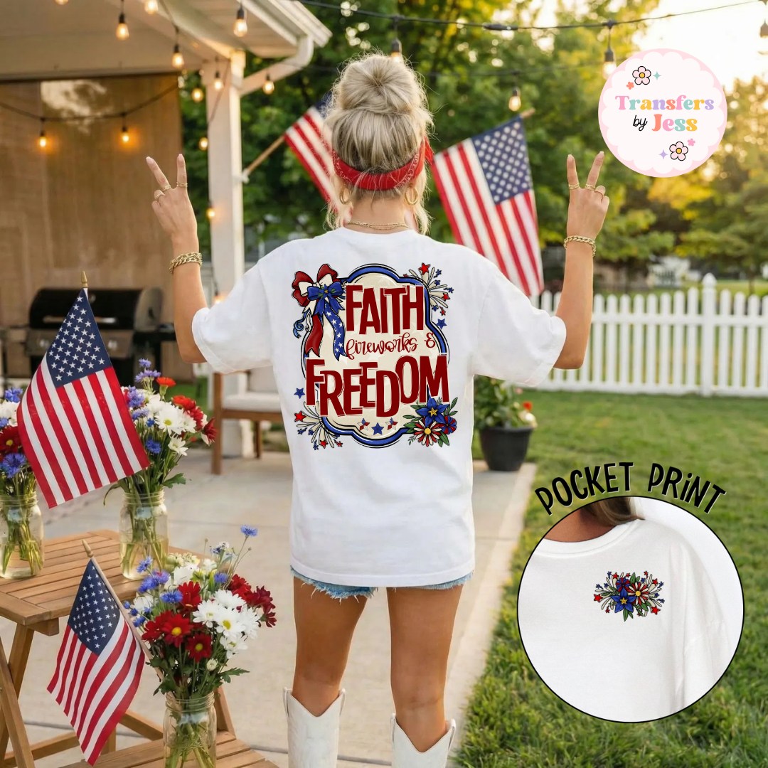 Faith Fireworks Freedom DTF Transfer
