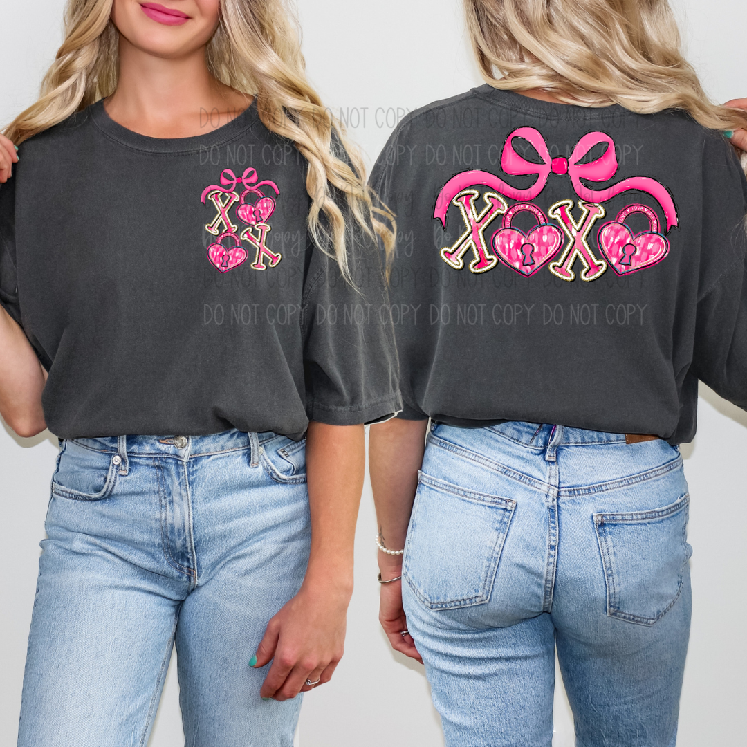 Heart Lockets XOXO Front Back DTF Transfer