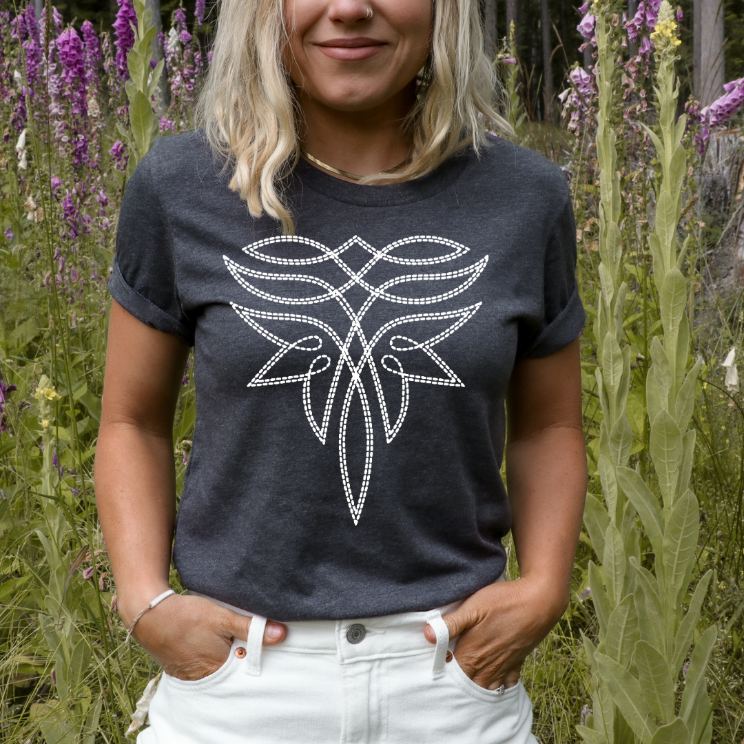 Western Stitching White DTF Transfer