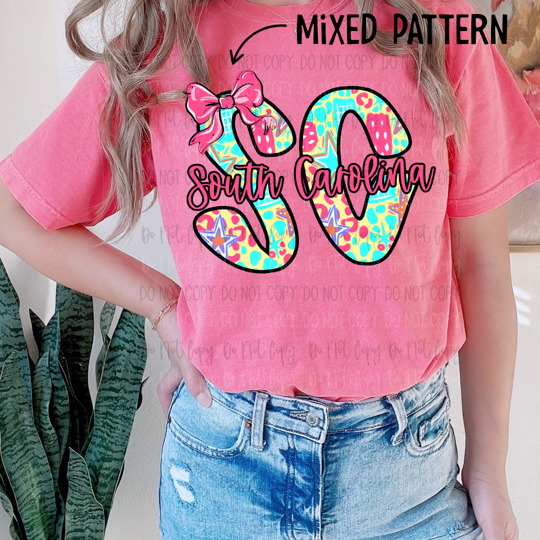 *Spring Scribbles Text State Bow *DTF Transfer