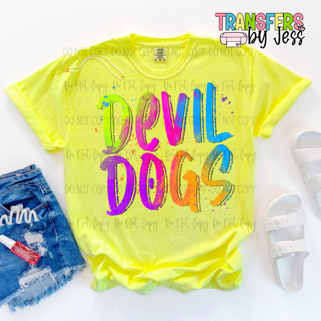Neon Splatter Mascots DTF Transfer