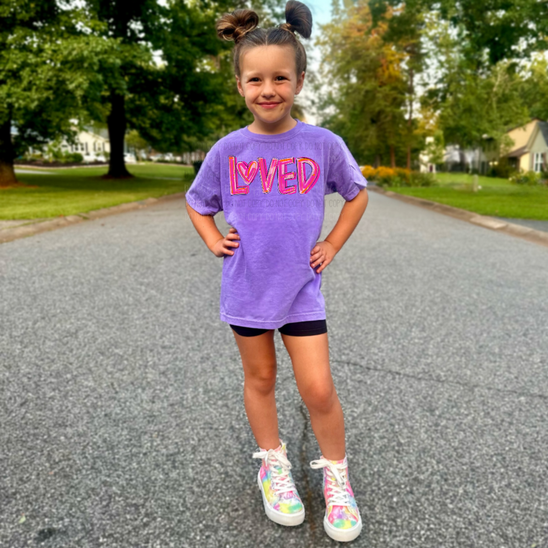 Loved Pink Brush Stroke DTF Transfer