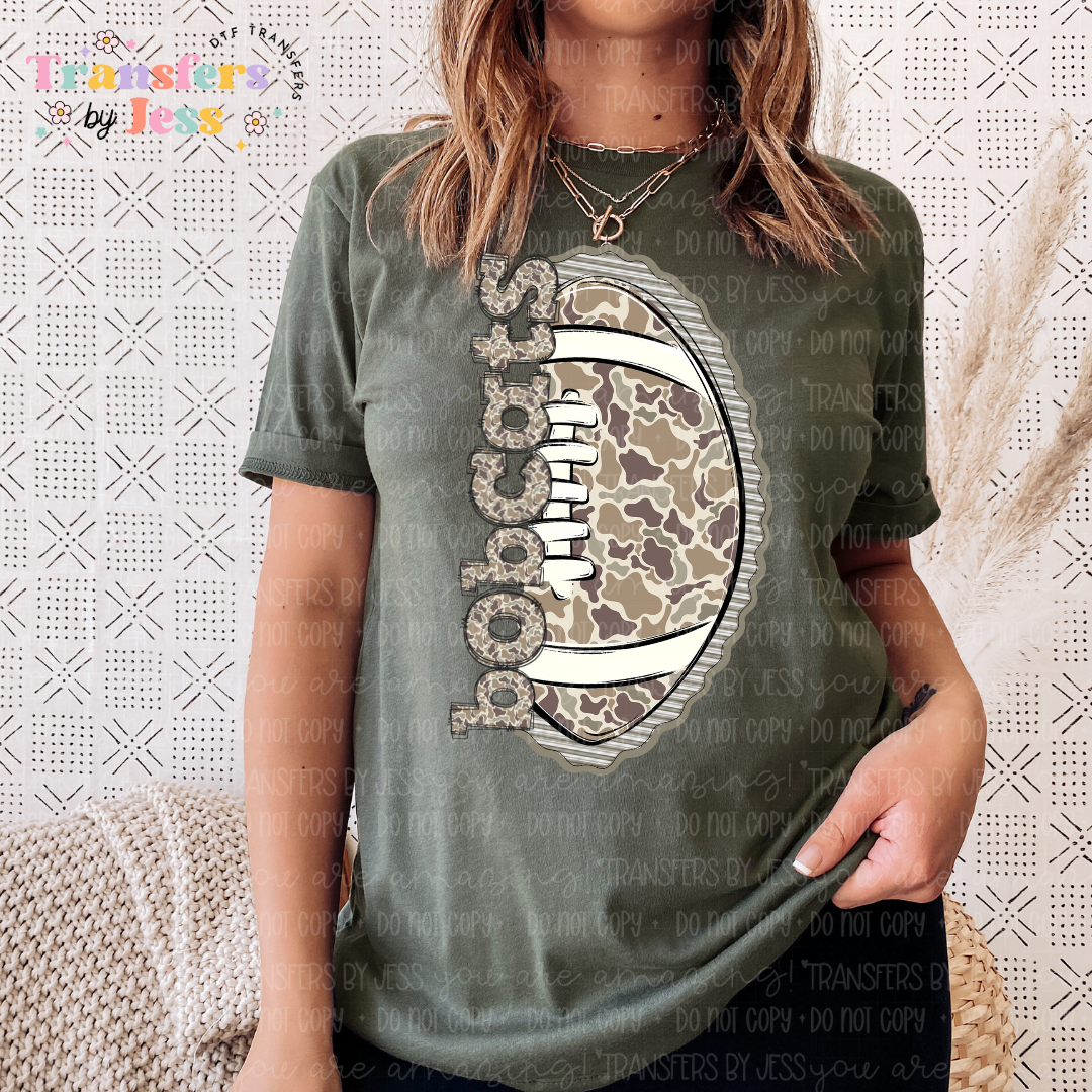 Side Stacked Camo Footbal Mascot DTF Transfer