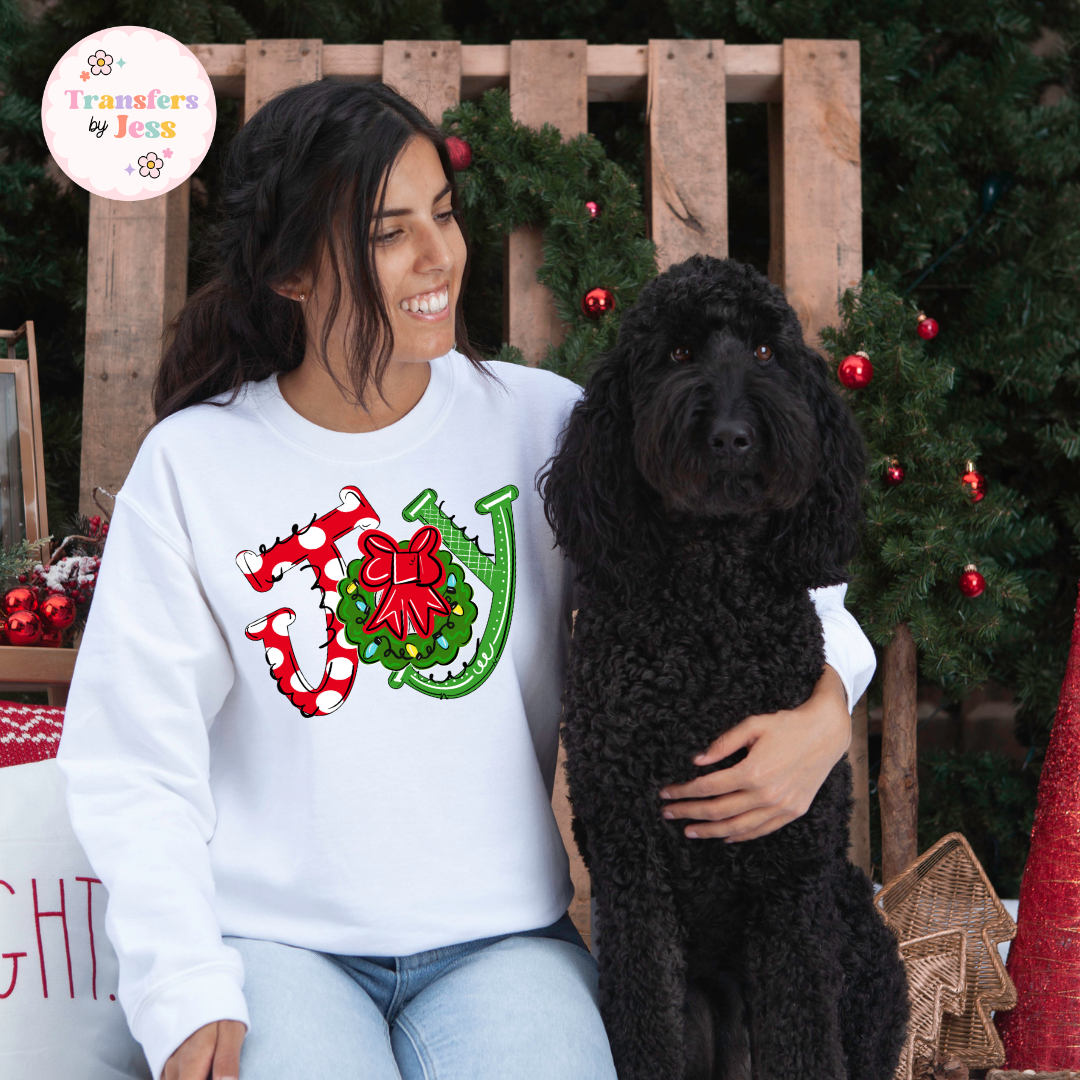 Joy Christmas Wreath DTF Transfer