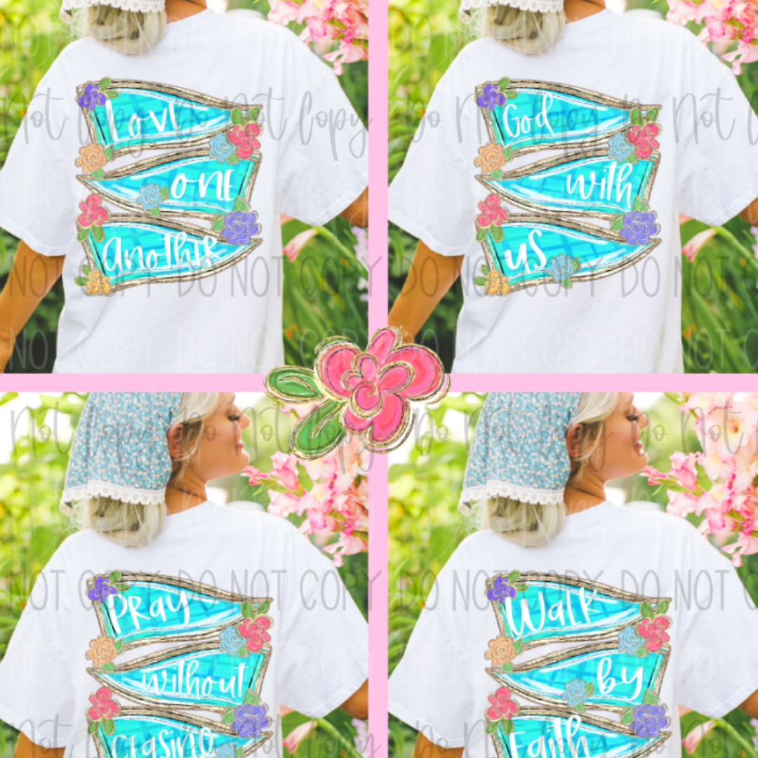 Floral Faith Pennants DTF Transfer