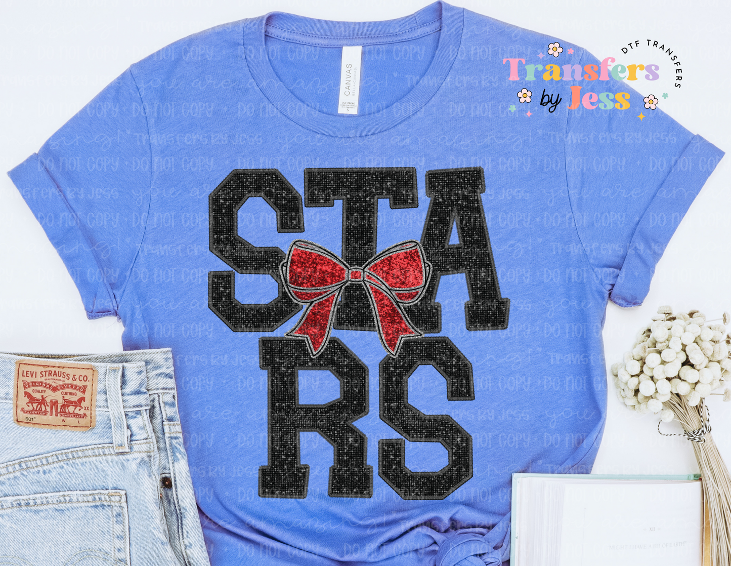 *Black Glitter & Bow Mascot Custom DTF Transfer