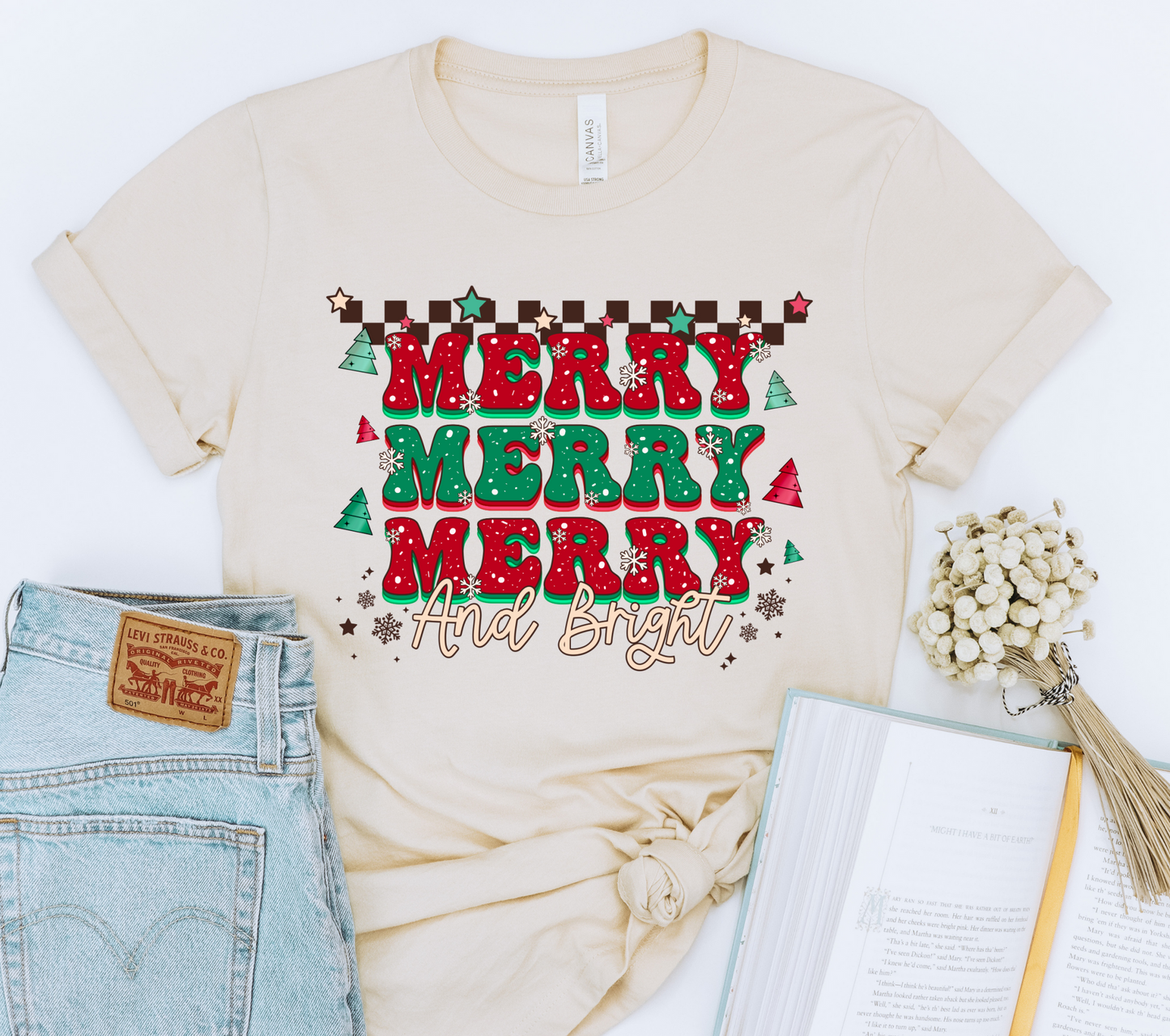 Merry and Bright Christmas DTF Transfer - DTF2266