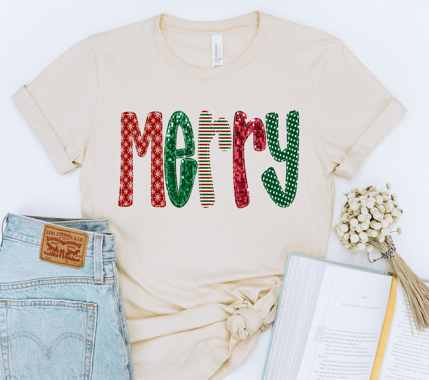 Merry Faux applique DTF Transfer - DTF2269