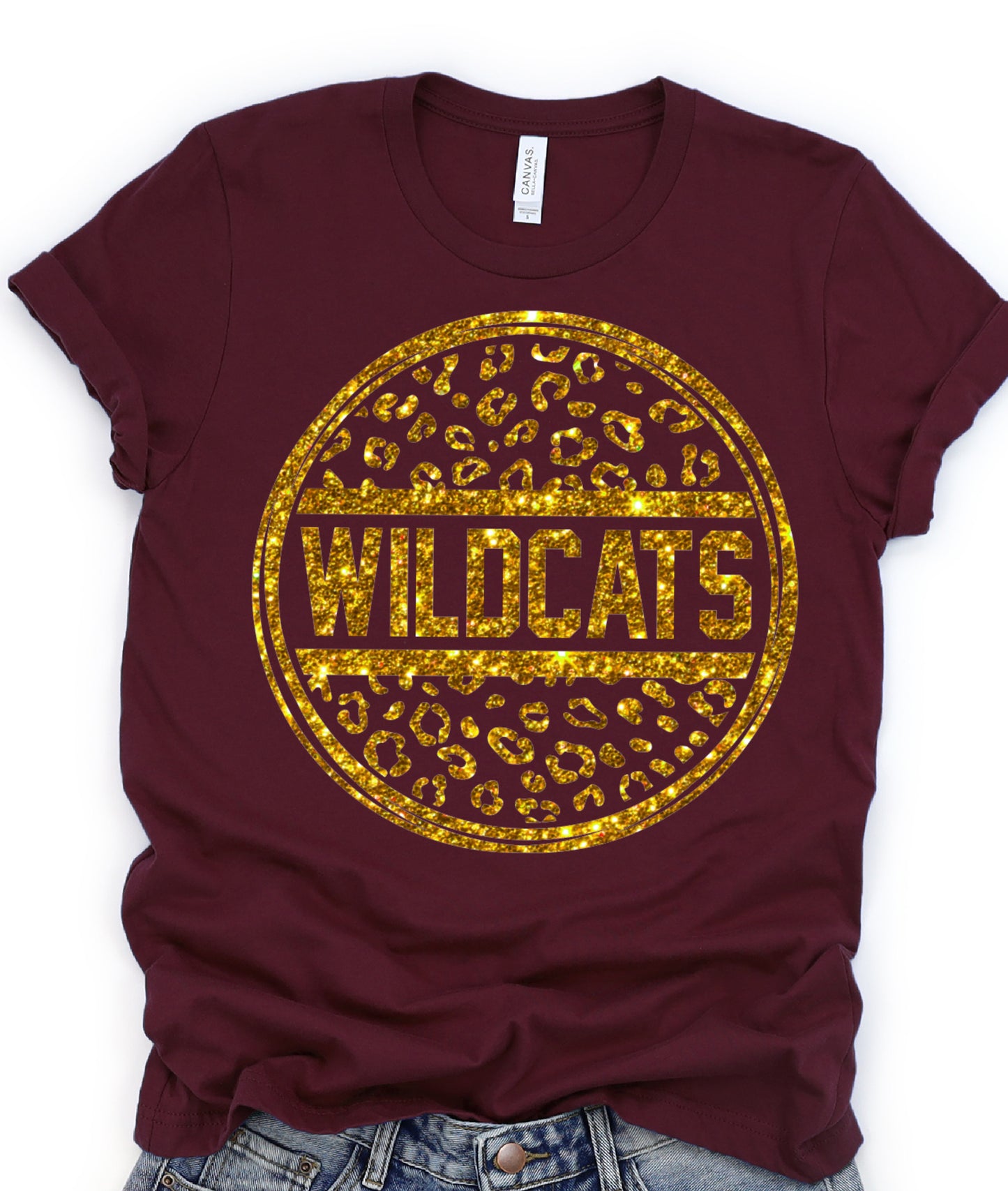 Wildcats Leopard print Gold Glitter DTF Transfers