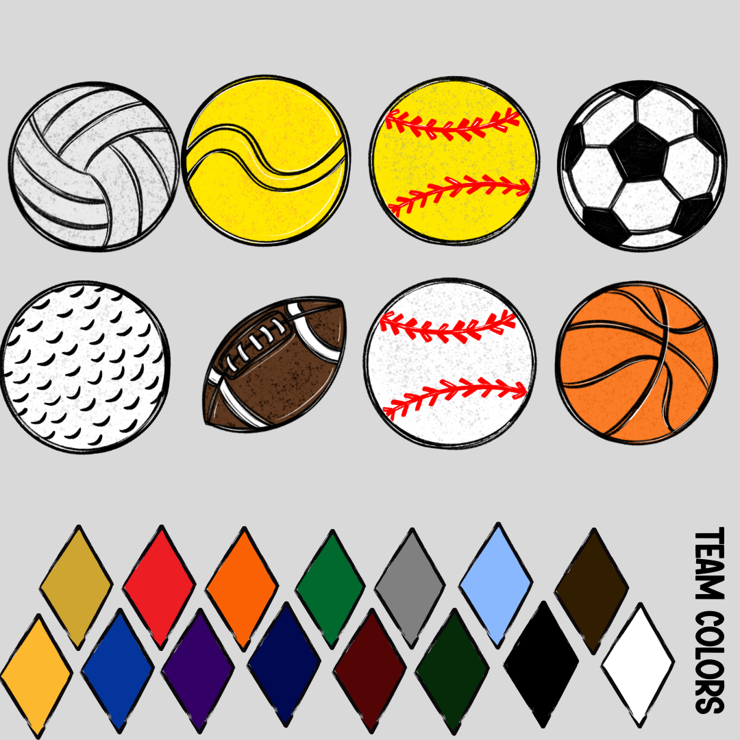 *Sports Ball Floral Mascot DTF Transfer