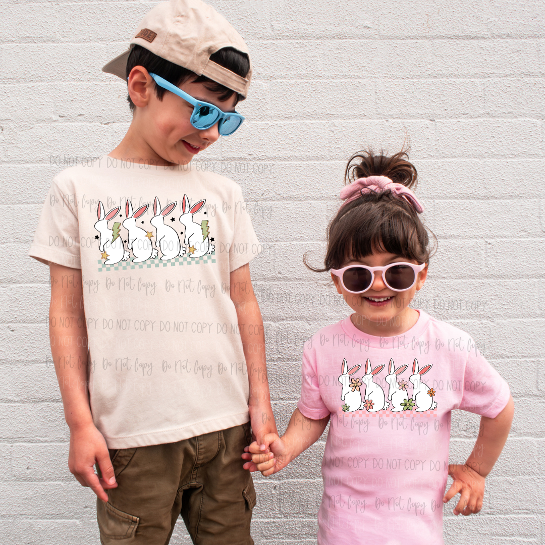 Boy Girl Retro Bunny DTF Transfer