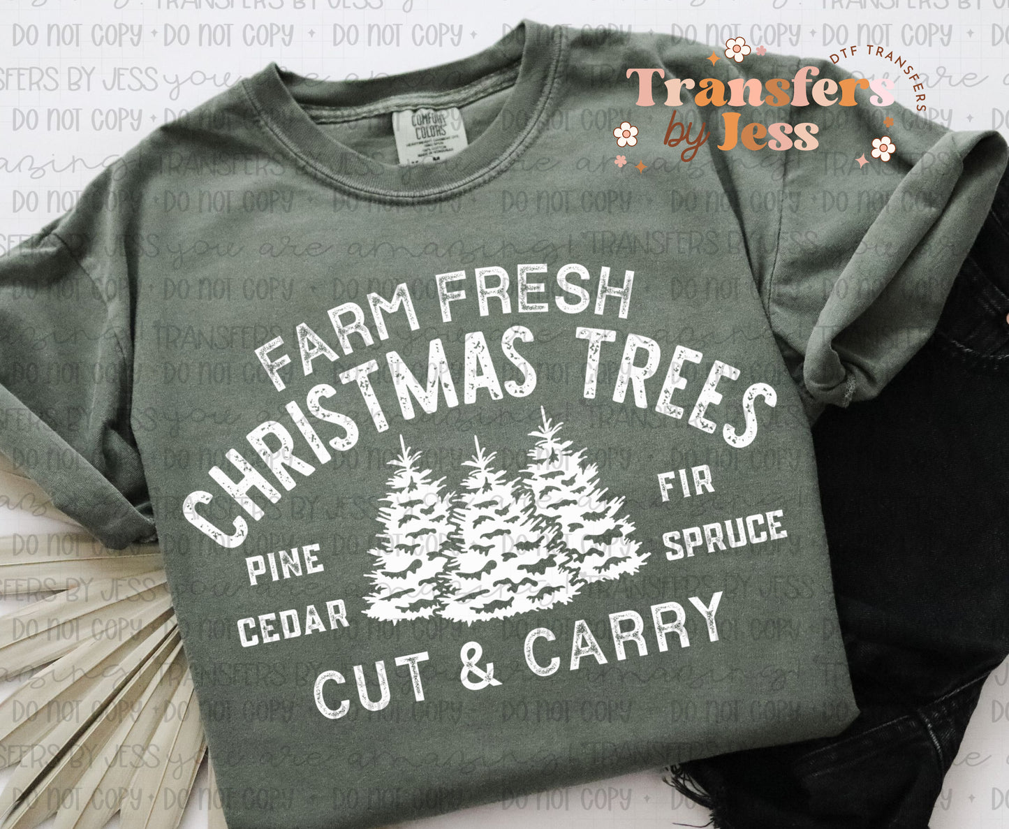 Farm Fresh Christmas Trees white DTF Transfers DTF2170