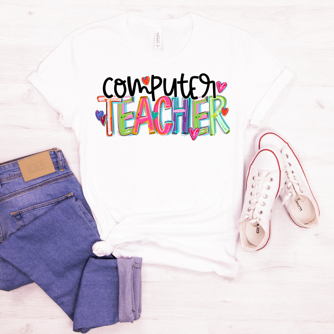 Computer Teacher Cheery Doodle DTF Transfer