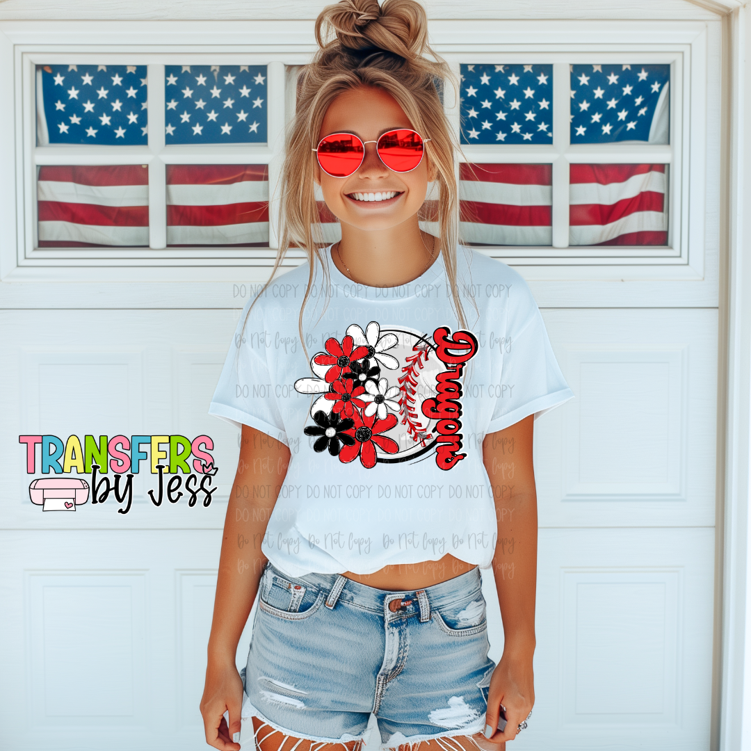 *Sports Ball Floral Mascot DTF Transfer