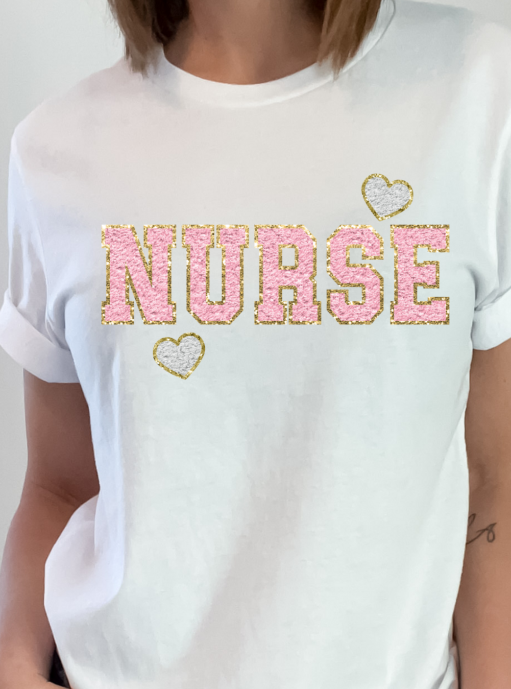 Faux Chenille Pink Nurse Valentine DTF Transfers DTF4321