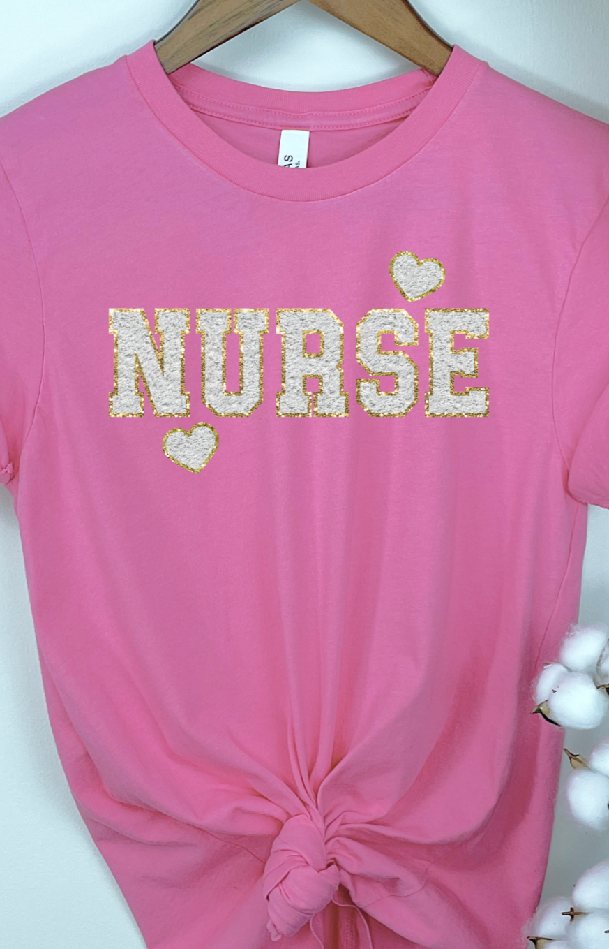 Faux Chenille White Nurse Valentine DTF Transfers DTF4322