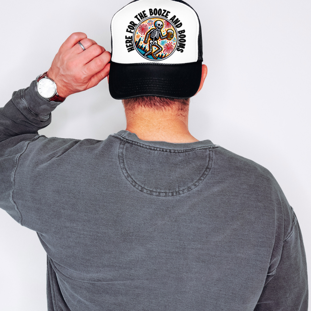 Here For The Booze And Bombs Patch DTF Transfer