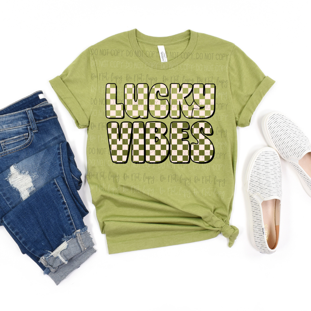 Checkered Lucky Words DTF Transfer