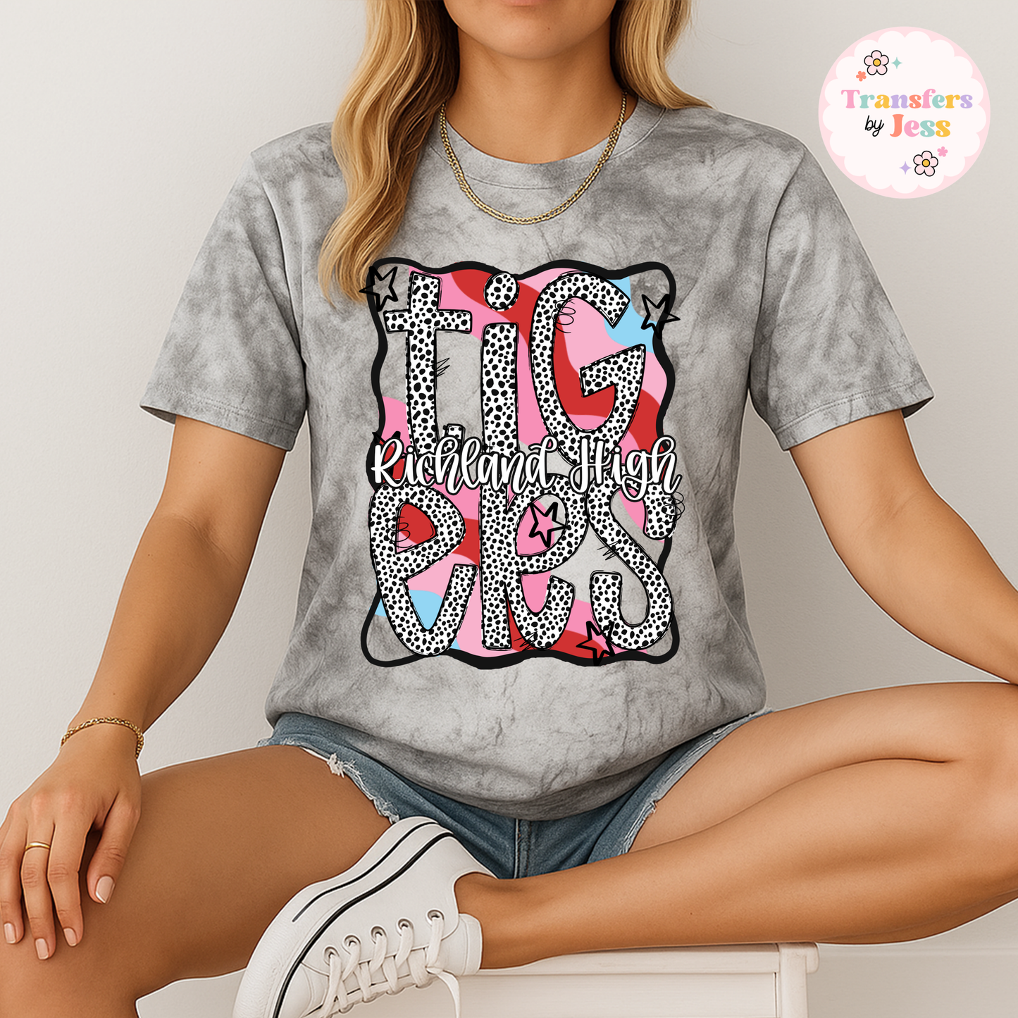 Bright Squiggle Dotty Mascot DTF Transfer
