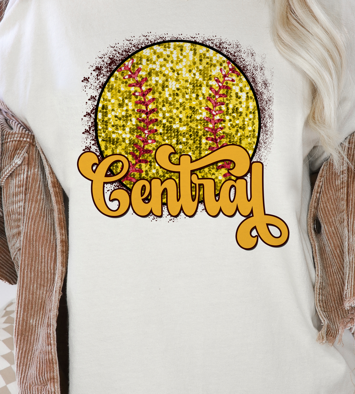 Central Bears Sequin Softball - DTF Transfers - DTF1171