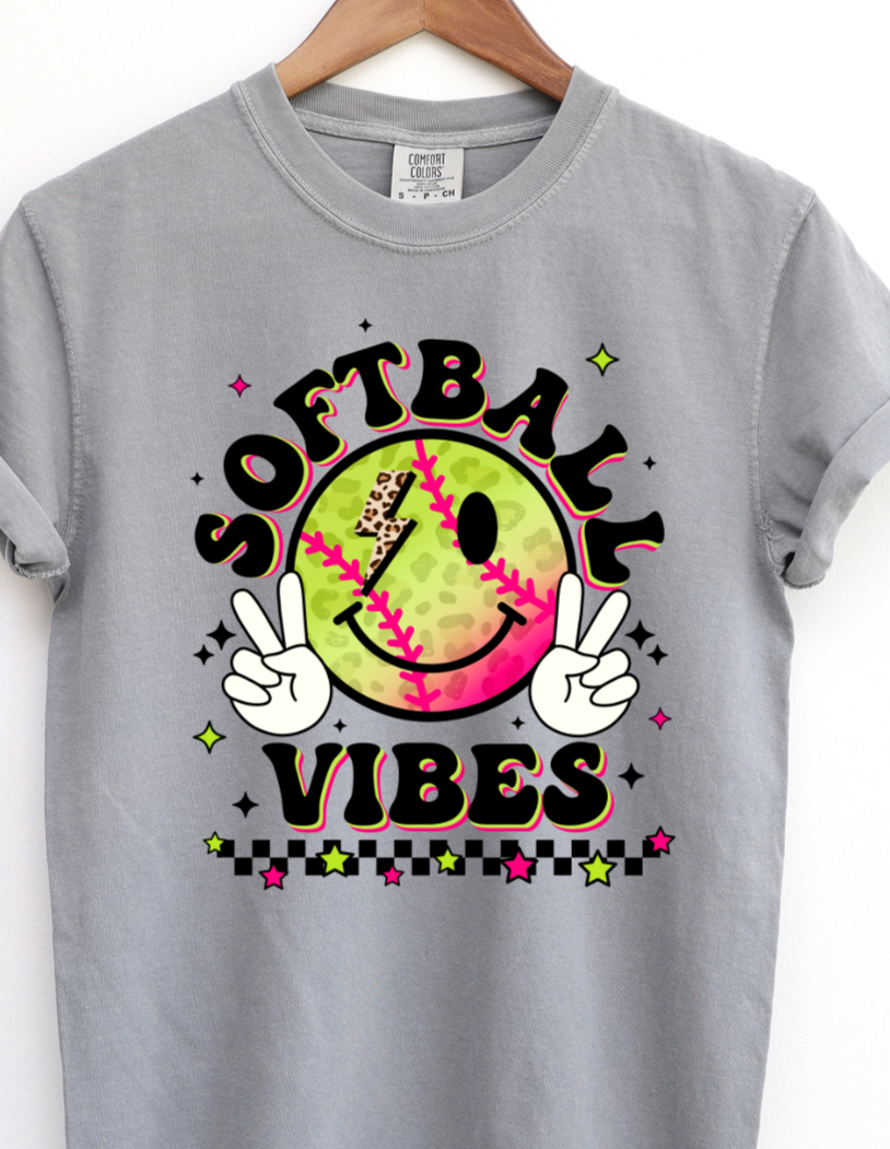 Softball Vibes black letters DTF Transfers DTF4214