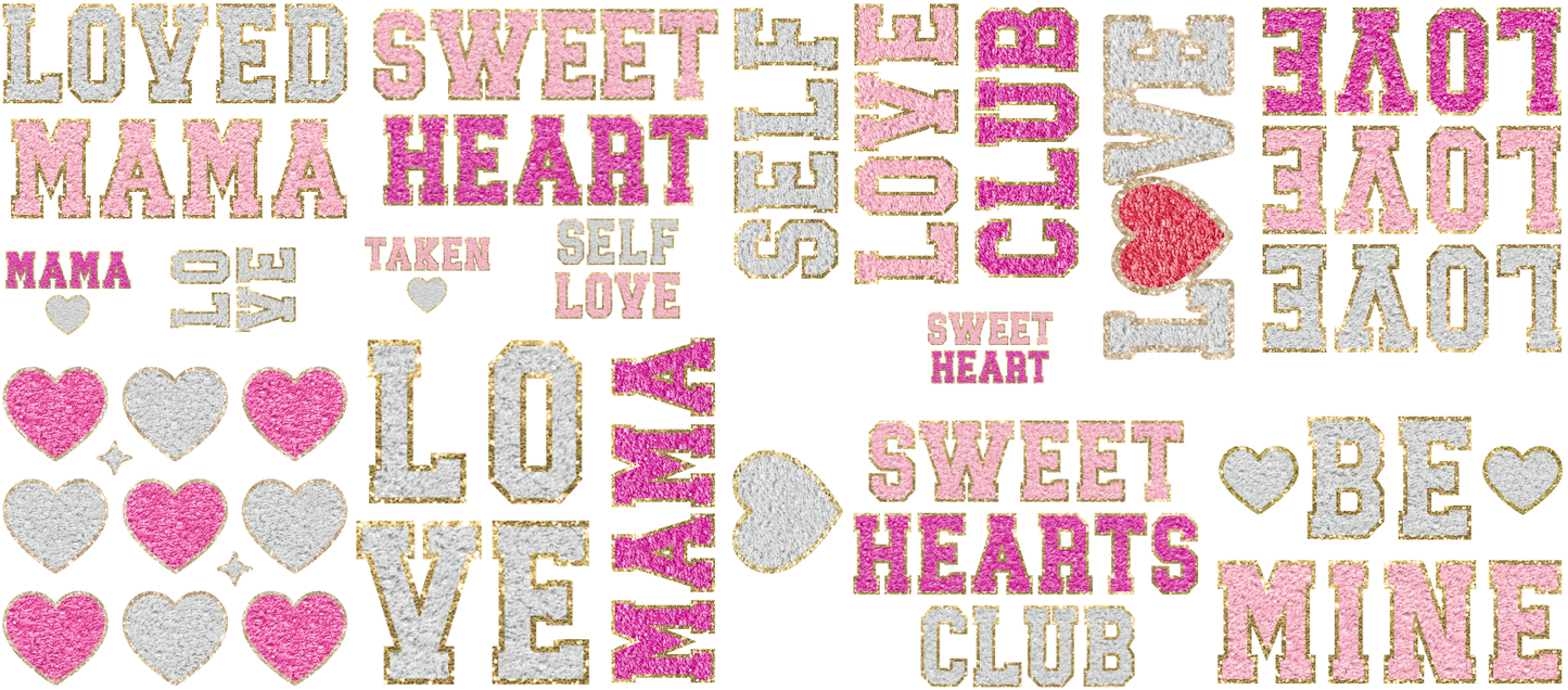 Faux Chenille Valentine Gang Sheet DTF Transfers DTF3010
