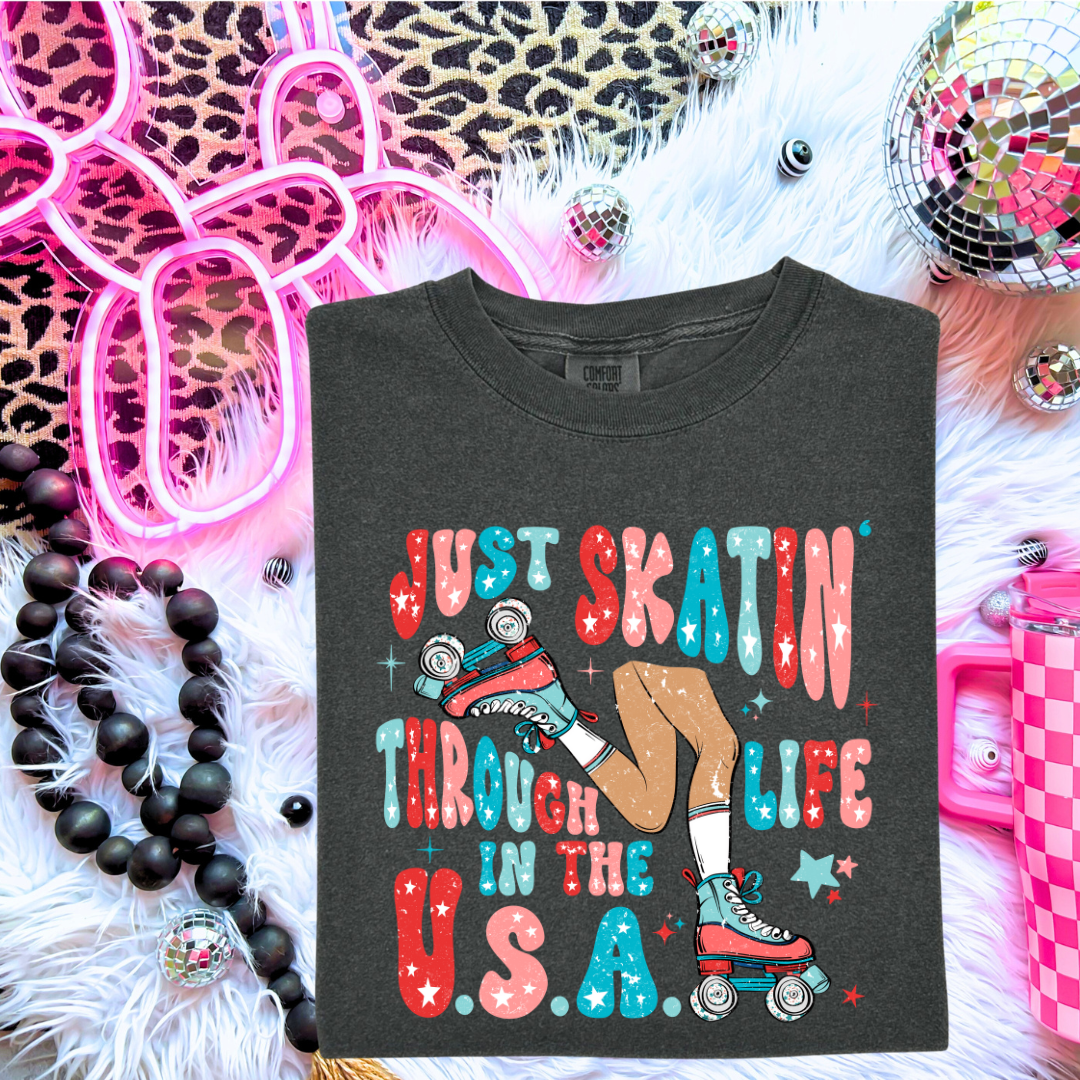 Just Skating Through Life In The USA DTF Transfer