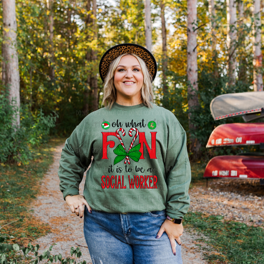 Oh What Fun It Is To Be A Social Worker DTF Transfer