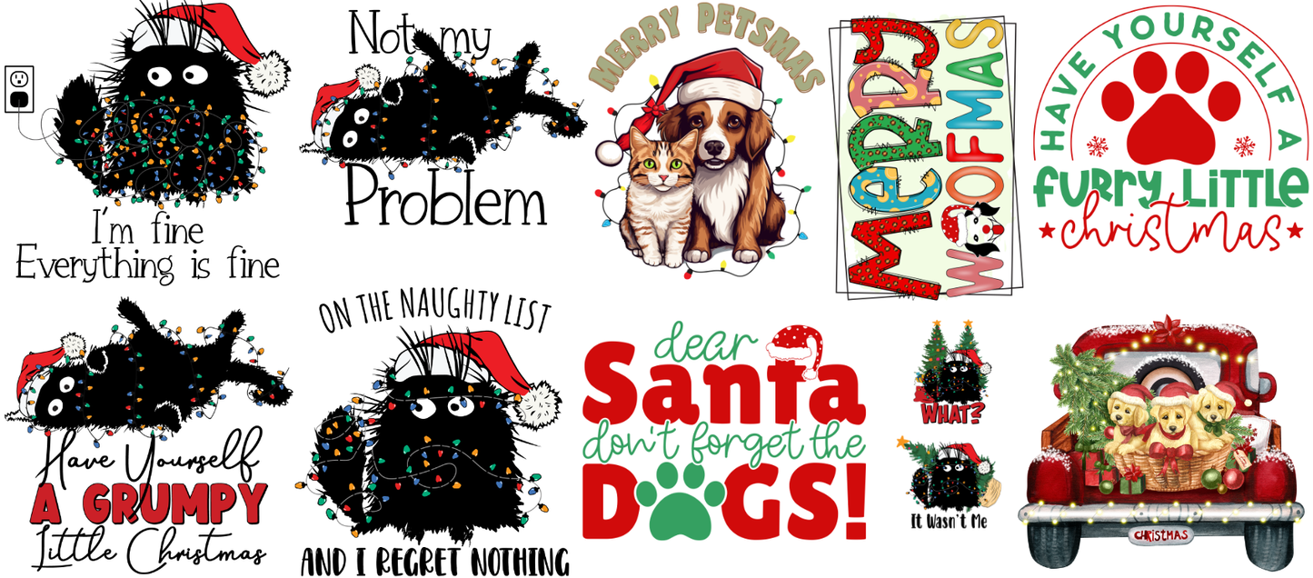 Christmas Animal Gang Sheet DTF transfer 22 x 50 - DTF3000