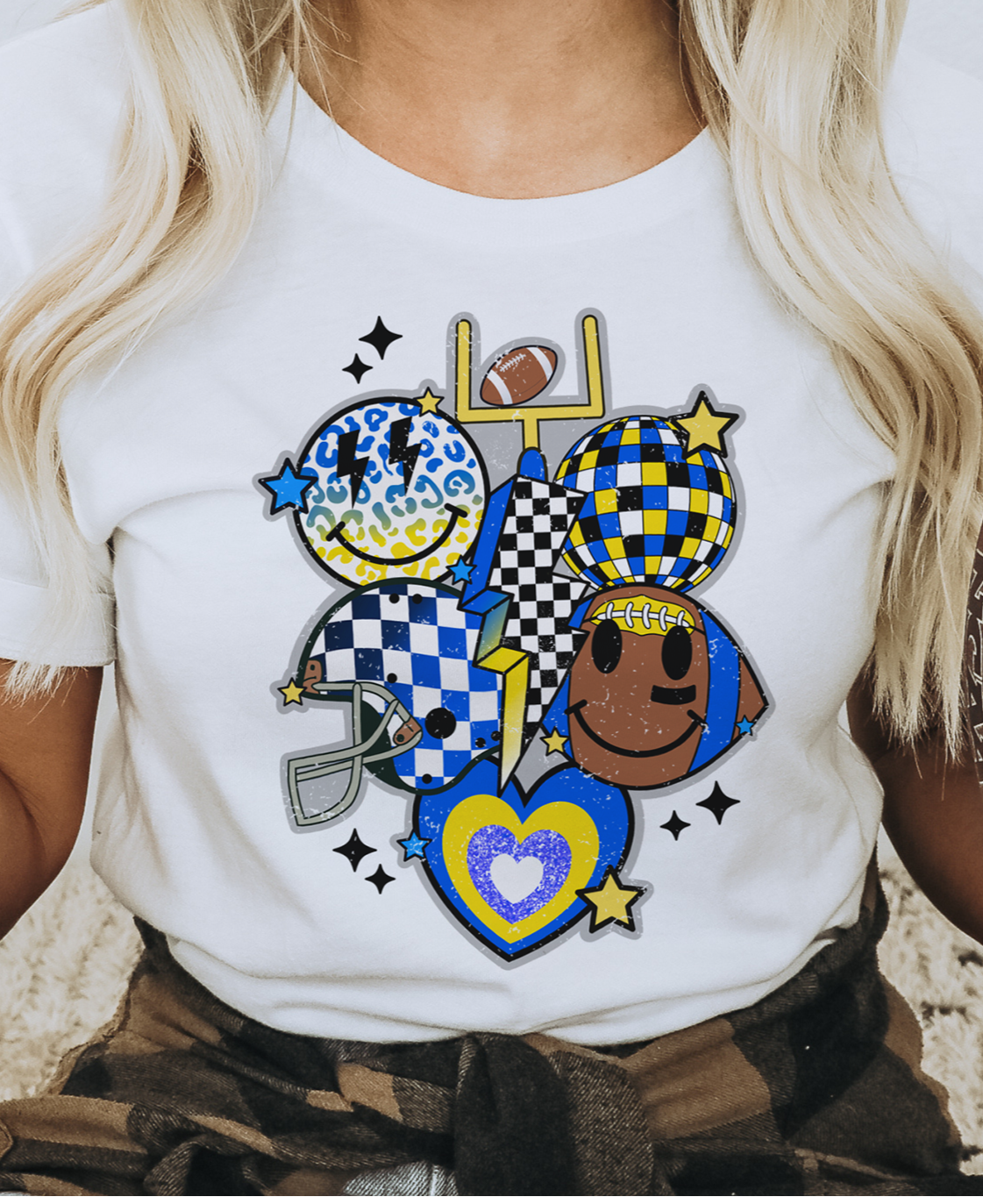 Yellow & Blue Football Preppy DTF Transfers DTF4172