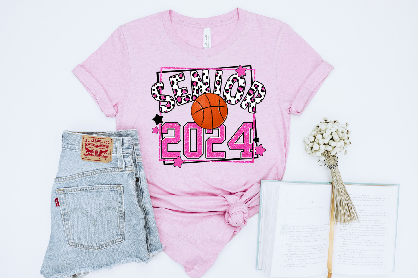 Faux Glitter Senior Basketball 2024 DTF Transfers