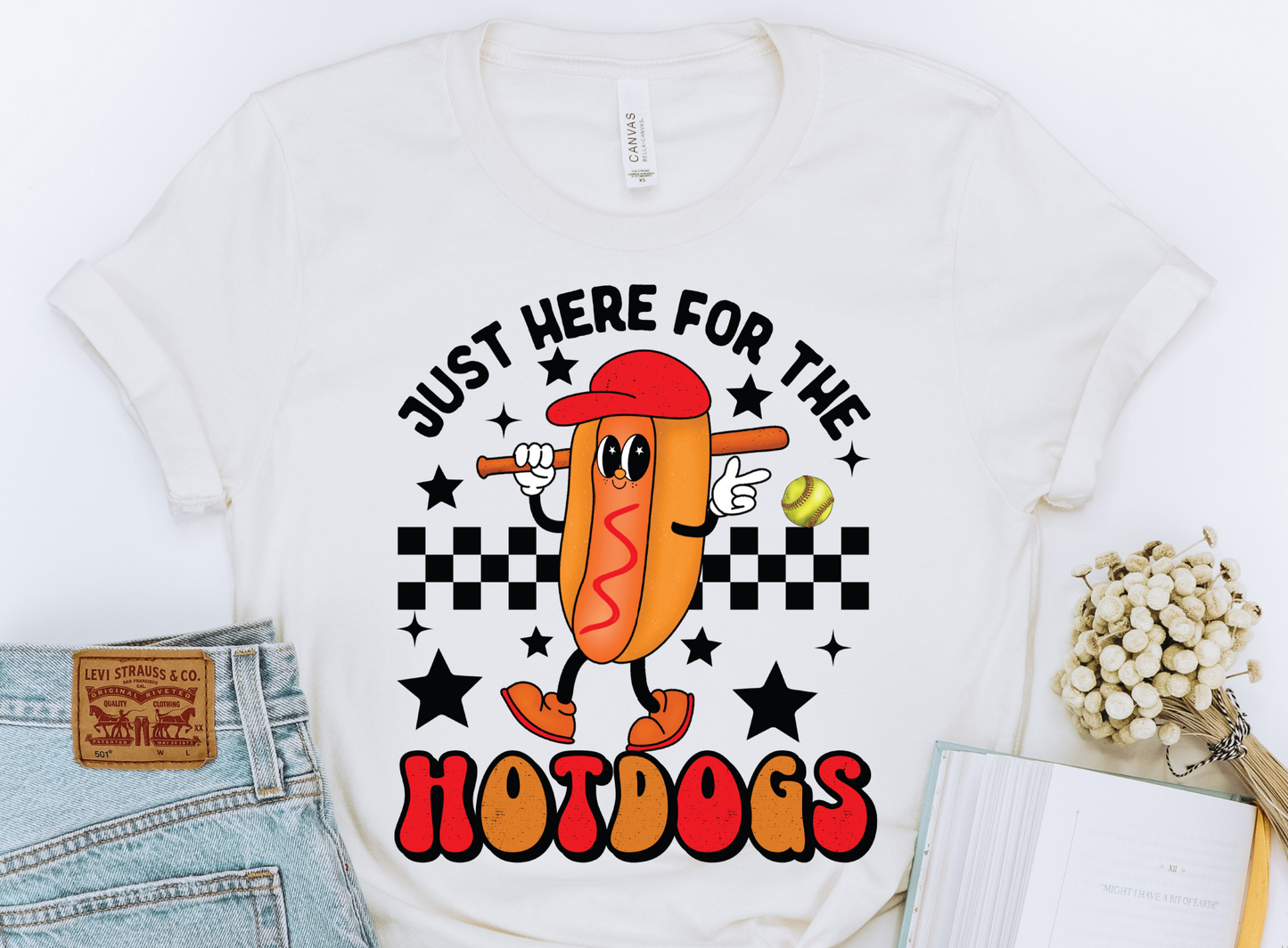 Here for the hotdogs - Softball - DTF Transfers - DTF0284