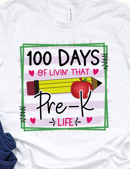 100 Days of PreK Life DTF Transfers DTF4345