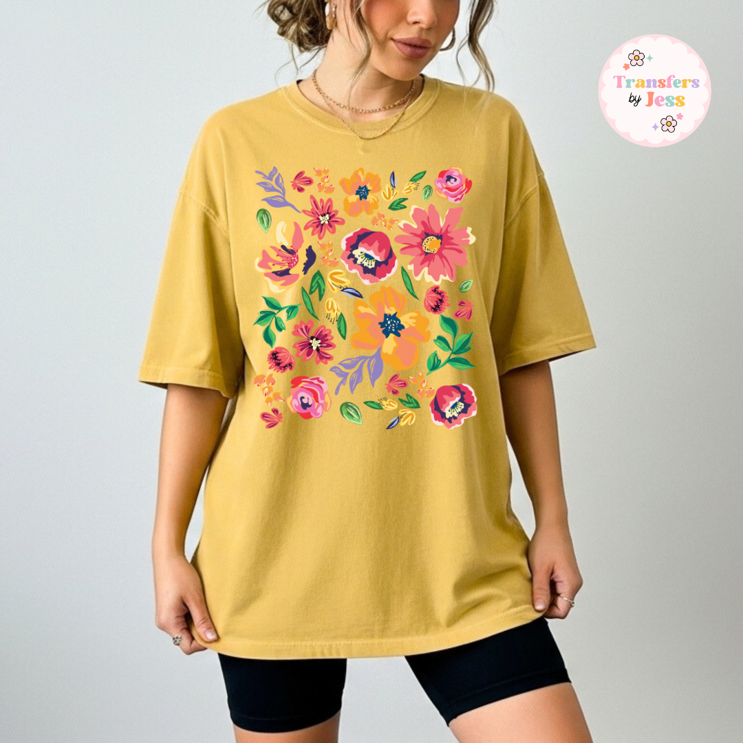 Summer Flower Collage DTF Transfer