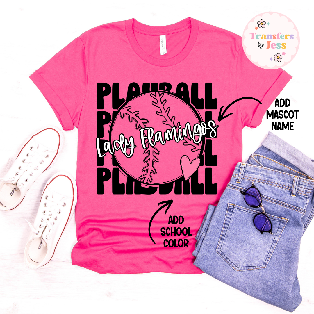 Playball Stacked Mascot Custom DTF Transfer