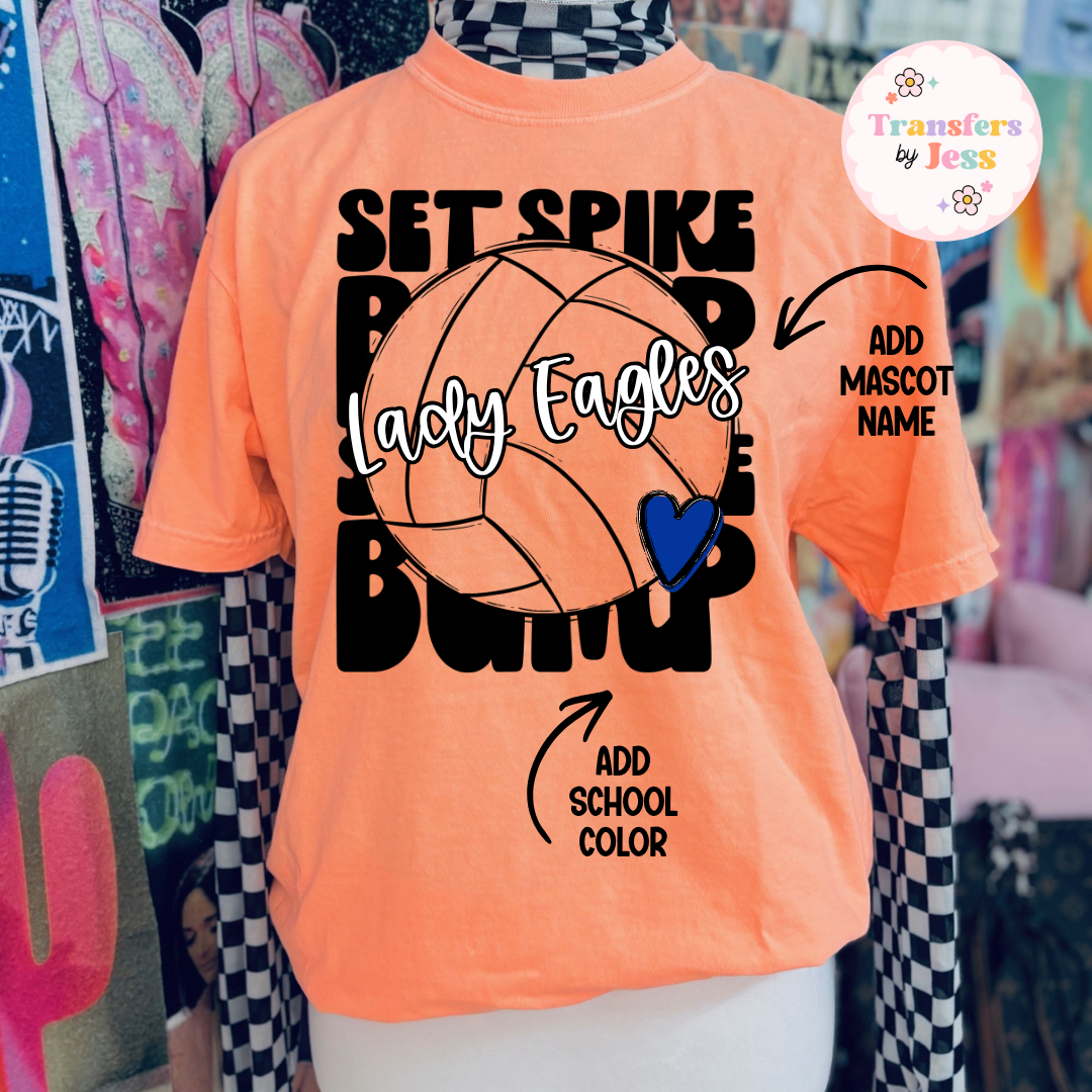 Set Spike Bump Stacked Mascot Custom DTF Transfer