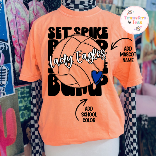 Set Spike Bump Stacked Mascot Custom DTF Transfer