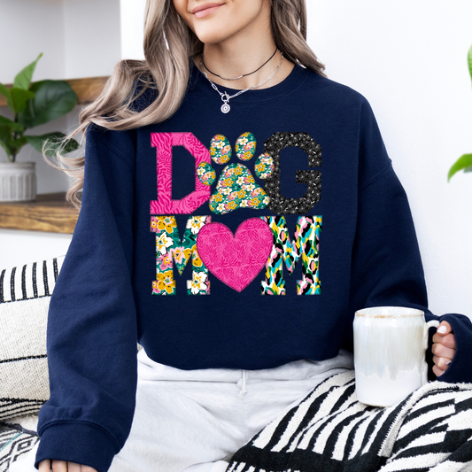 Bright Stitch Pattern Dog Mom DTF Transfer