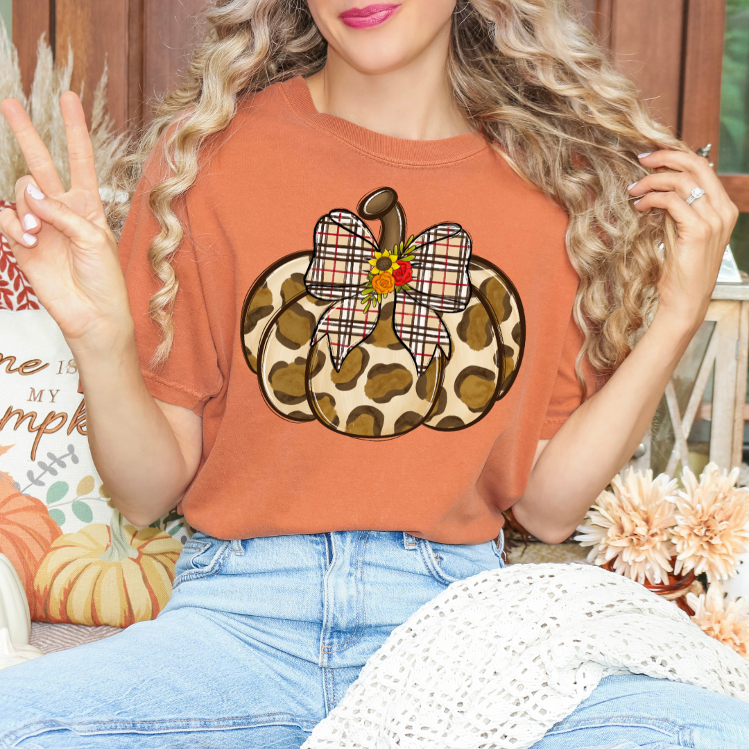 Leopard Pumpkin Bow DTF Transfer