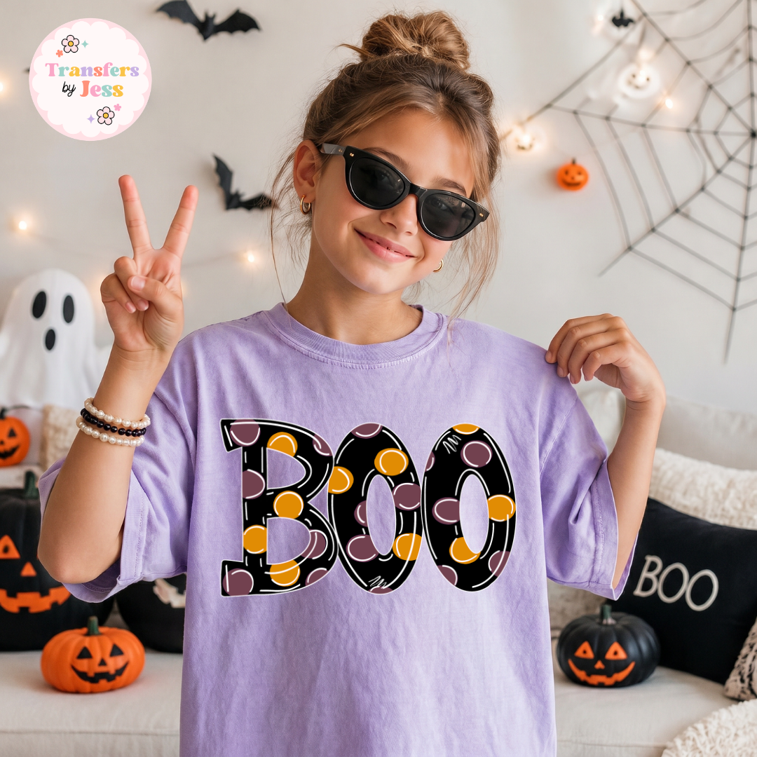 Boo Halloween Polka Dots DTF Transfer