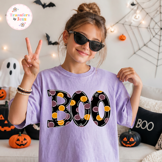 Boo Halloween Polka Dots DTF Transfer