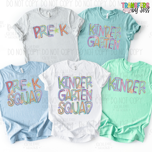 Pastel Tilted Grade Levels DTF Transfer