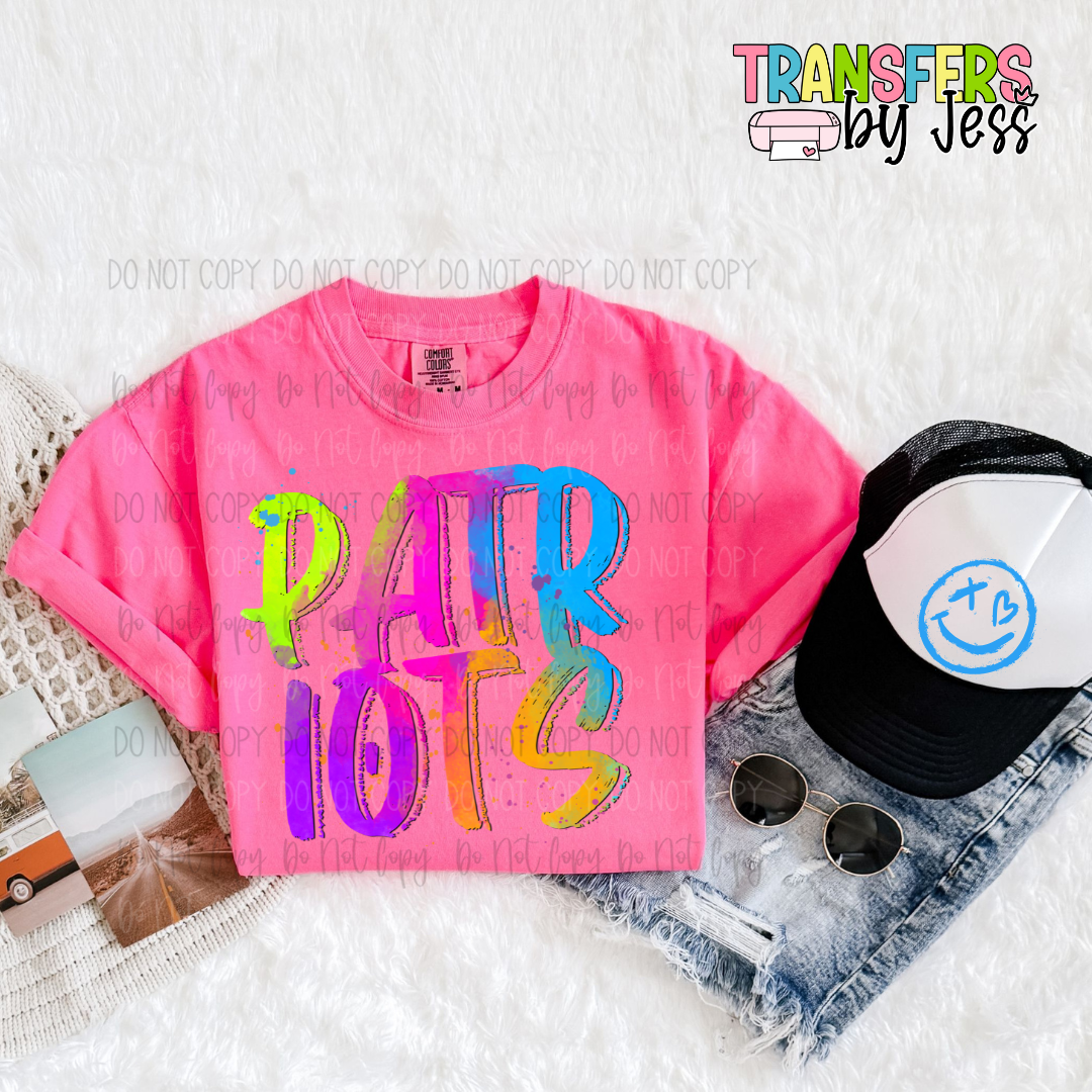 Neon Splatter Mascots DTF Transfer