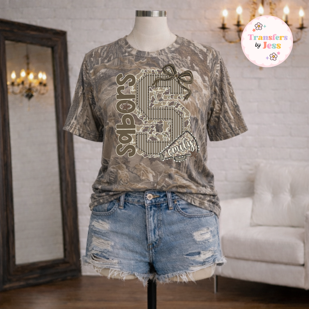 Camo Mascot Letter DTF Transfer
