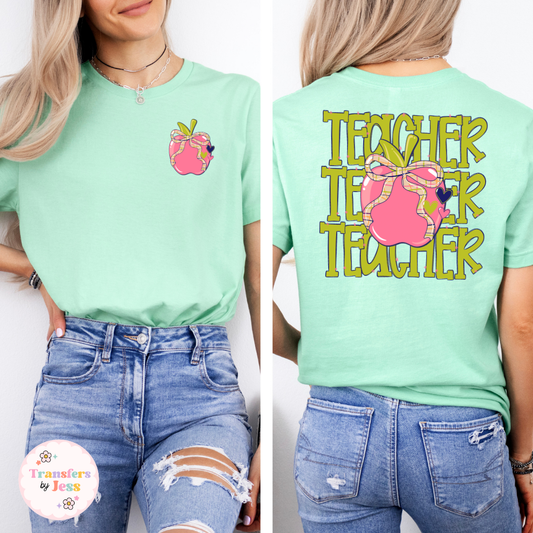 Stacked Teacher Lime Green DTF Transfer
