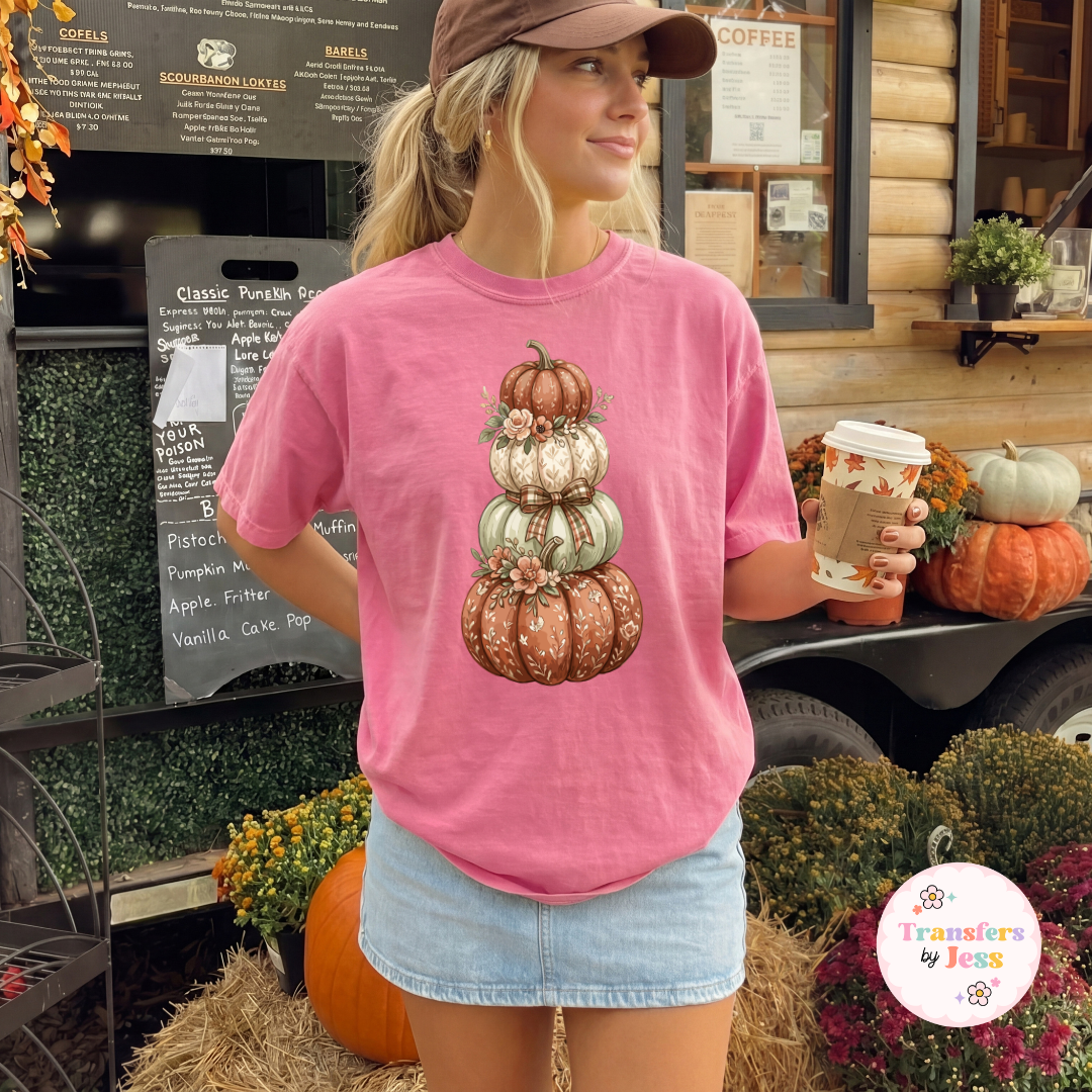 Floral Pumpkin Stack DTF Transfer
