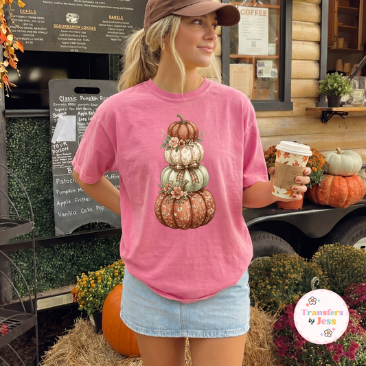 Floral Pumpkin Stack DTF Transfer
