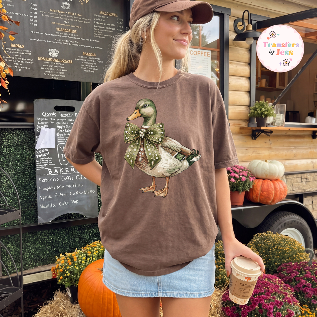 Velvet Bow Duck DTF Transfer